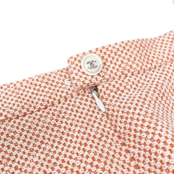 CHANEL Vintage 97P CC Mark Logo Tweed Jacket Skirt Set #38 Orange White [103758] - Picture 14 of 16